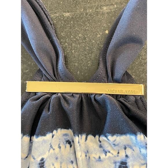 Michael Kors navy and white metal logo high neck maillot 8 - Picture 3 of 10